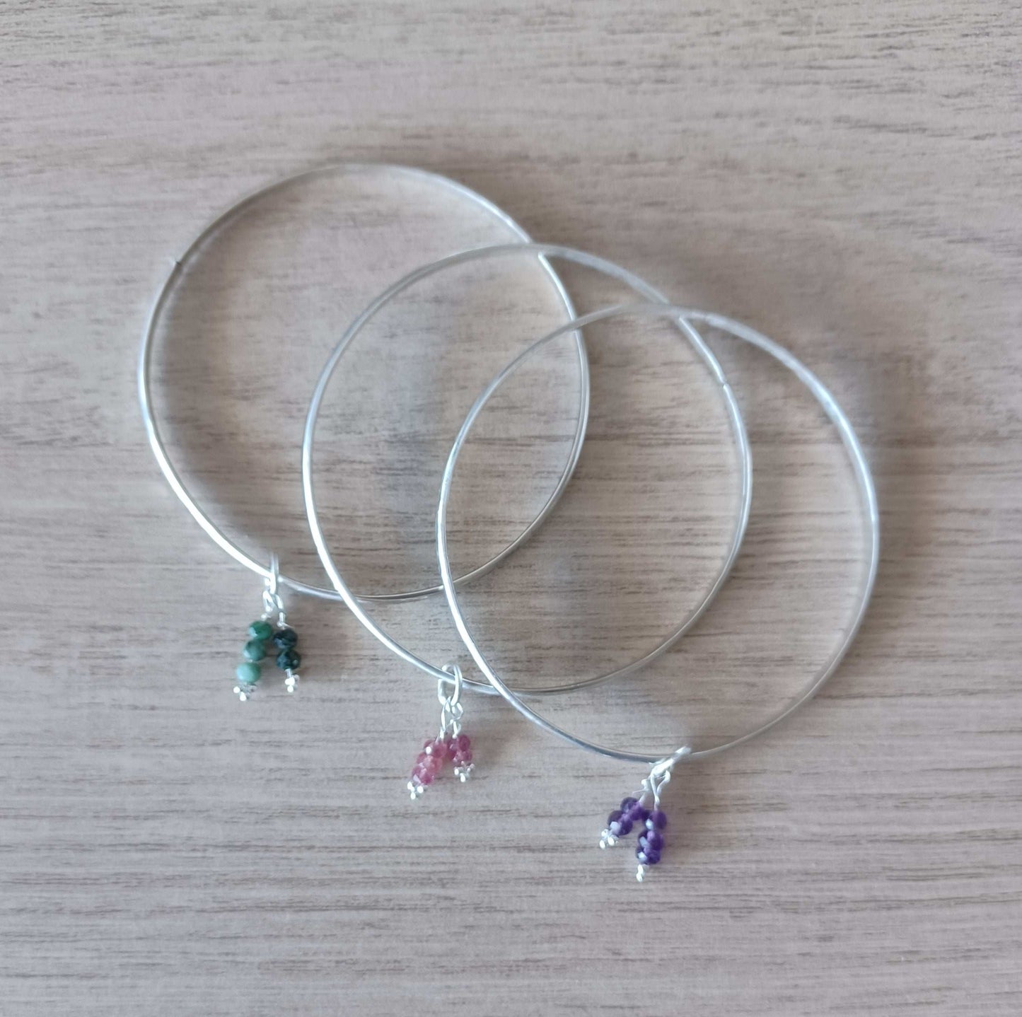 Mini Gems Range- Sterling Silver Hand Textured Necklace and Earrings