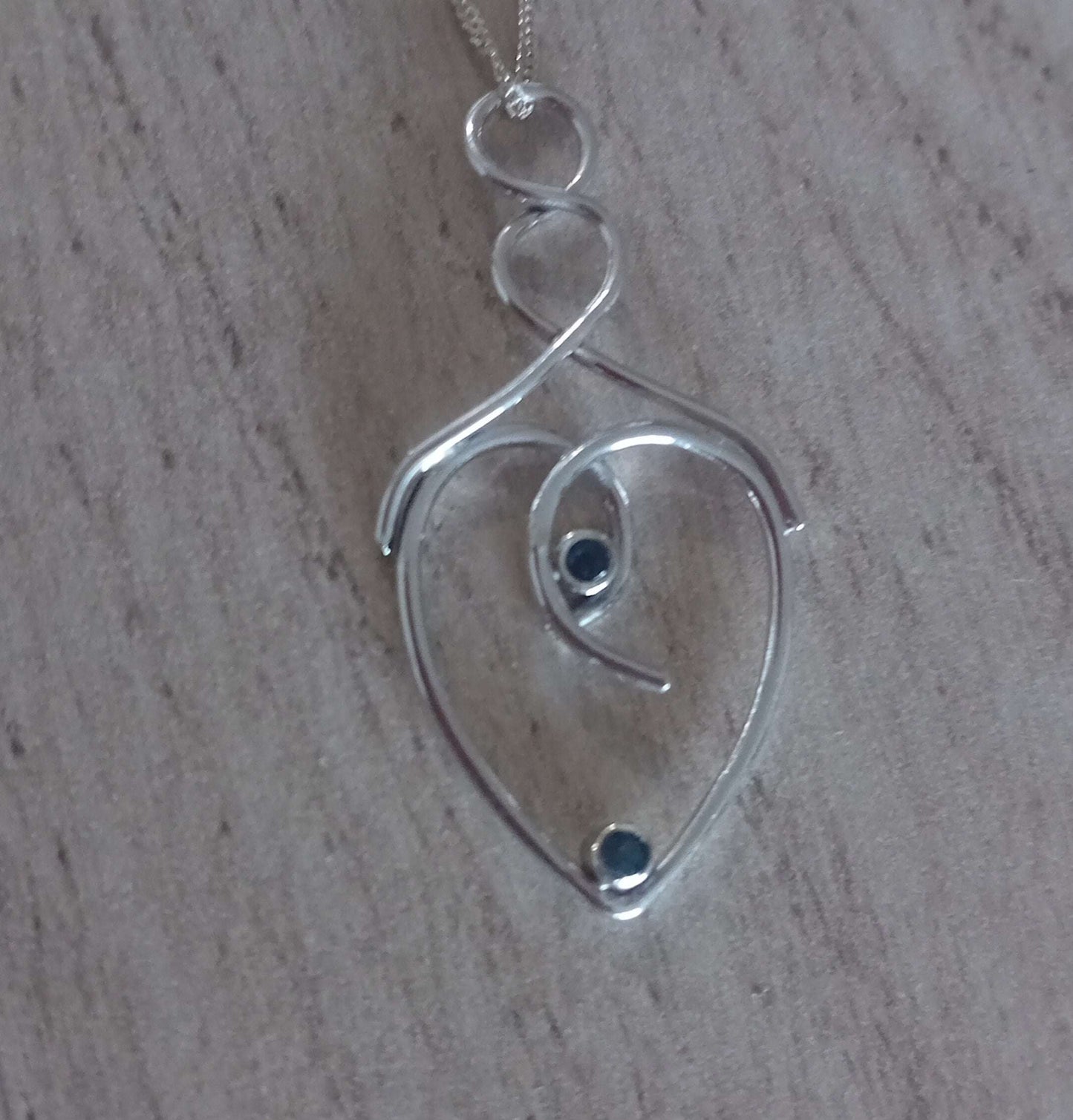 Sterling Silver Doube Sapphire Heart necklace