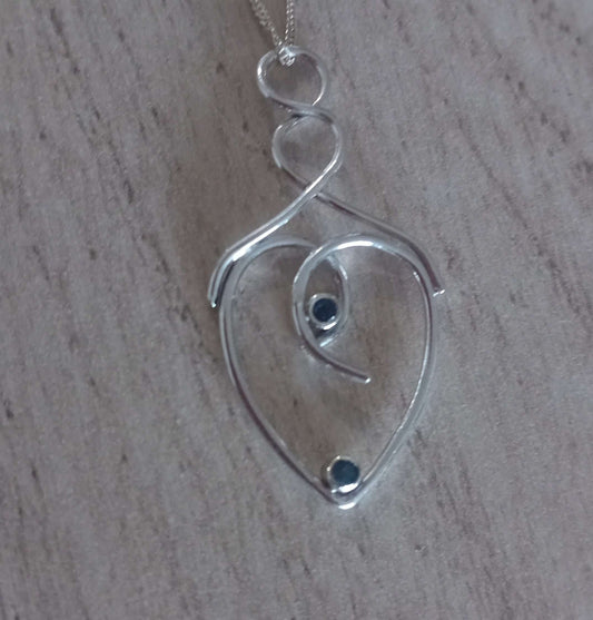 Sterling Silver Doube Sapphire Heart necklace