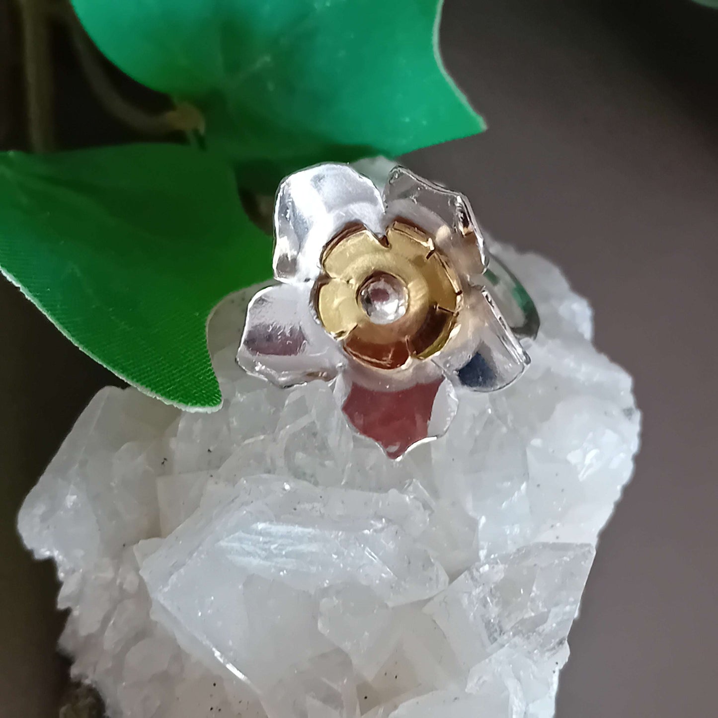 Sterling Silver and Brass Flower Ring