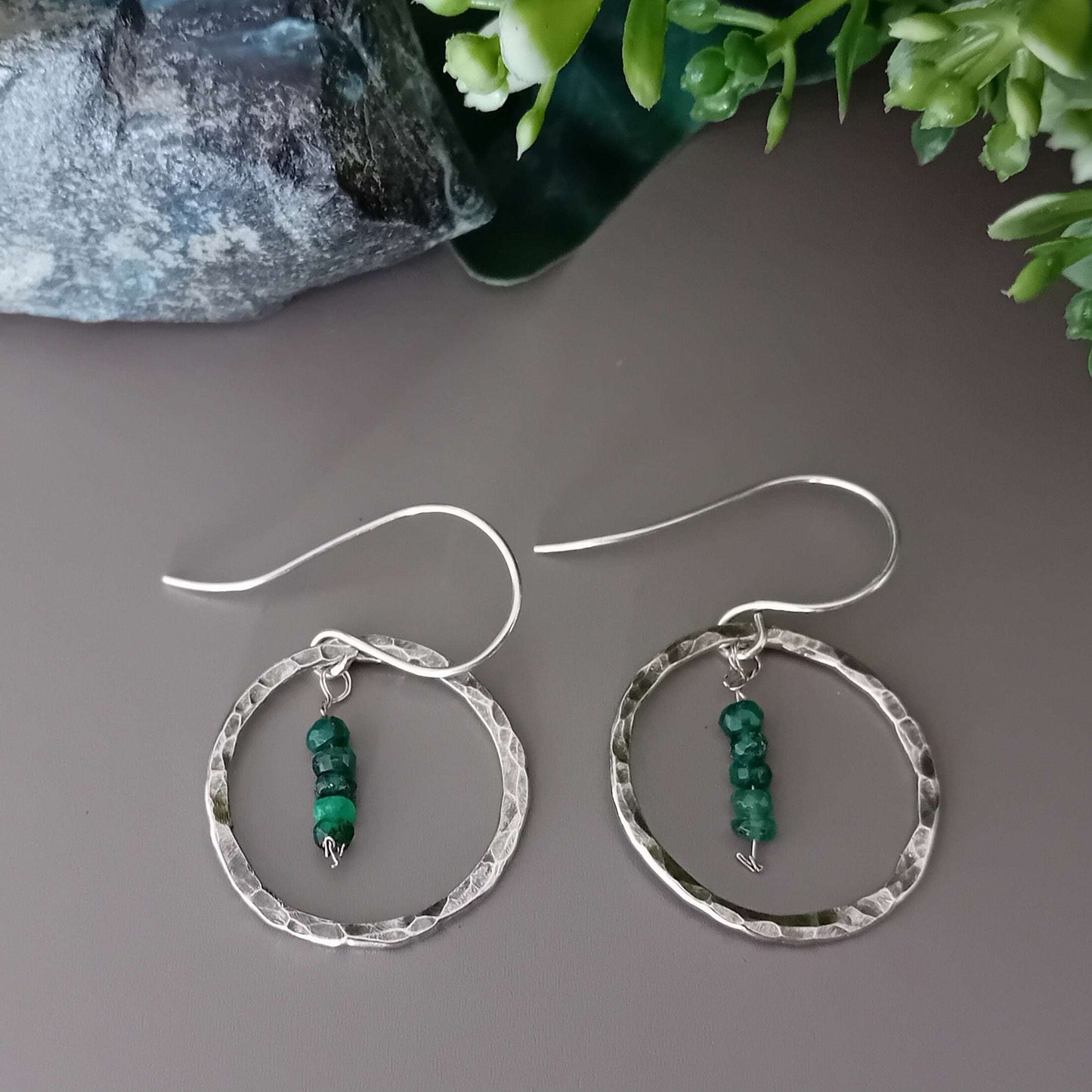 Mini Gems Range- Sterling Silver Hand Textured Necklace and Earrings
