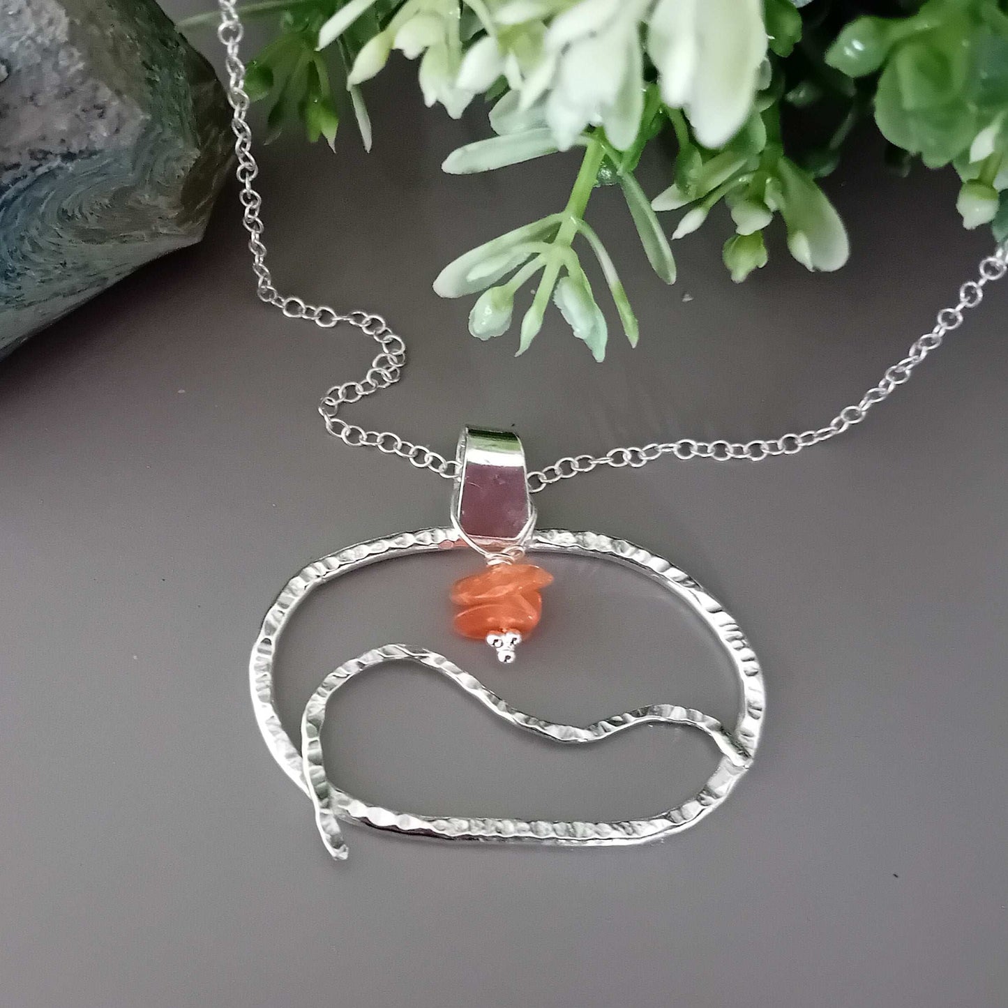 Sterling Silver Carnelian Sunset Necklace