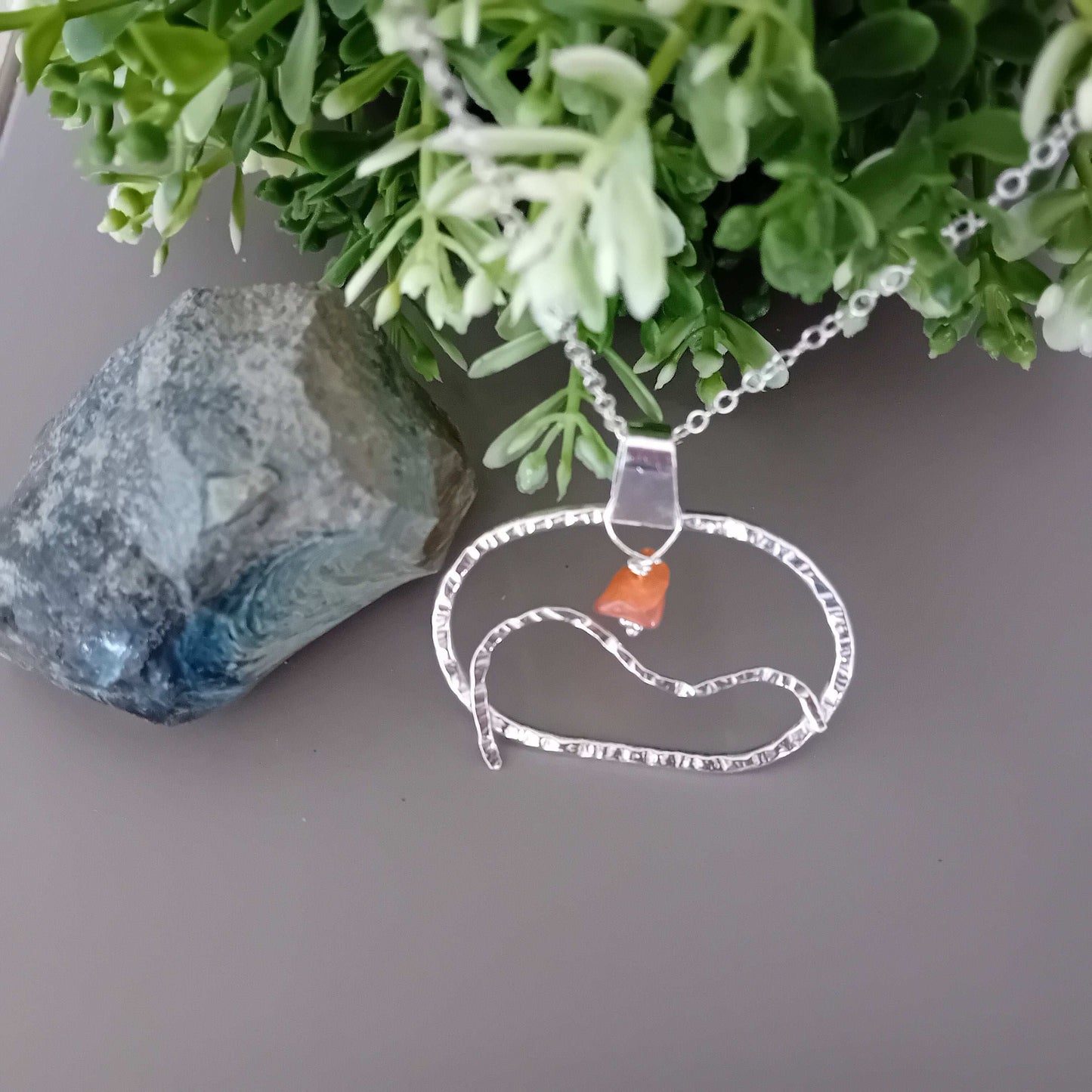 Sterling Silver Carnelian Sunset Necklace