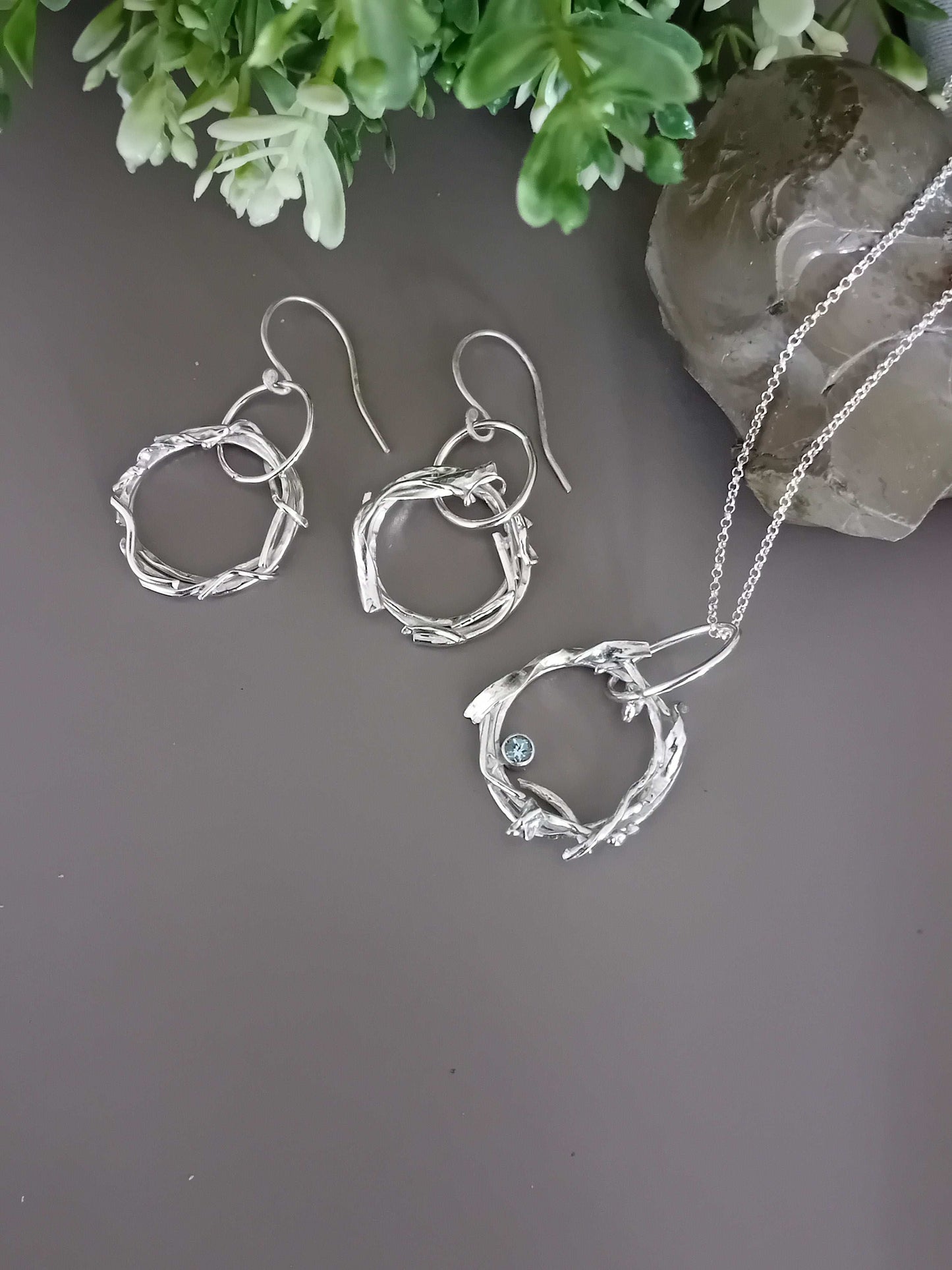 The Stork Nest Pendant - sterling silver with sky blue topaz