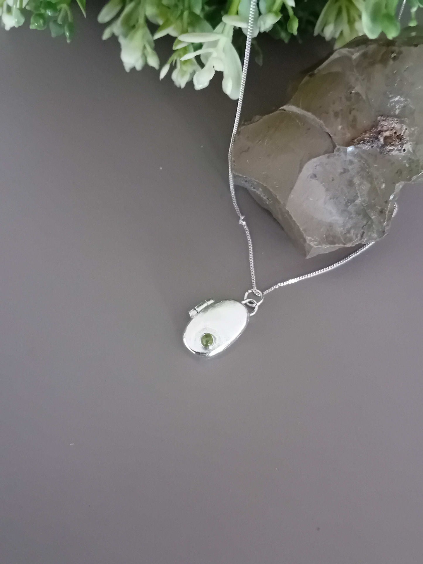 The Stork Egg Locket - sterling silver with peridot
