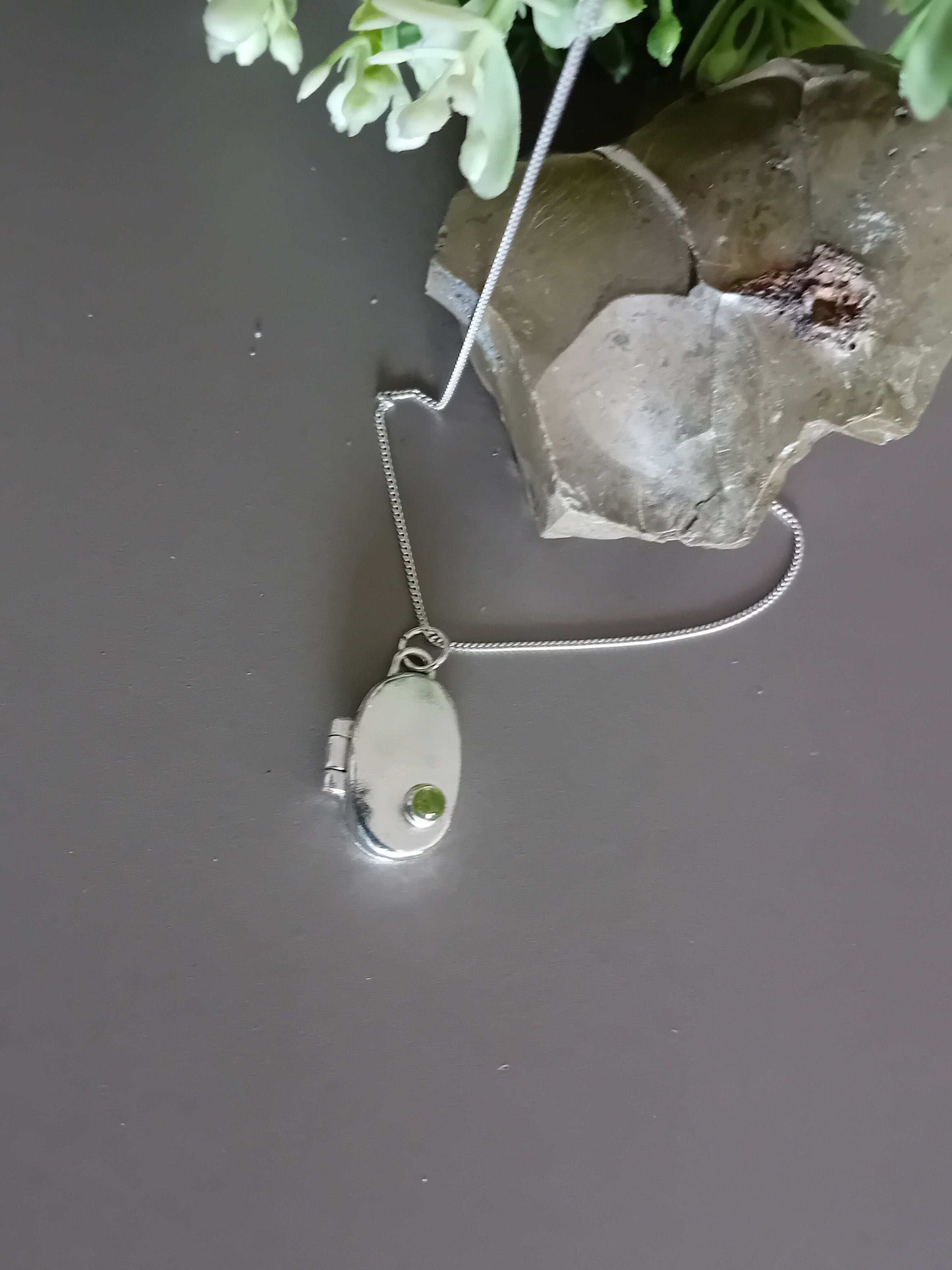 The Stork Egg Locket - sterling silver with peridot