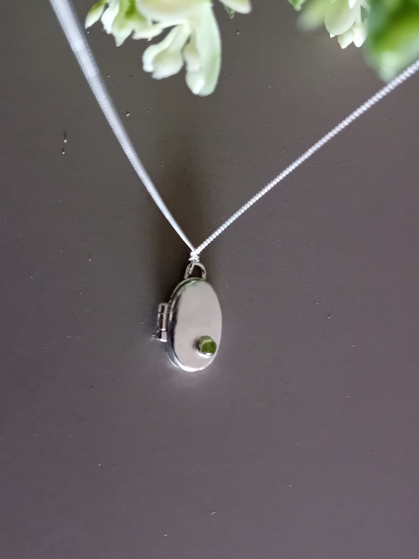 The Stork Egg Locket - sterling silver with peridot