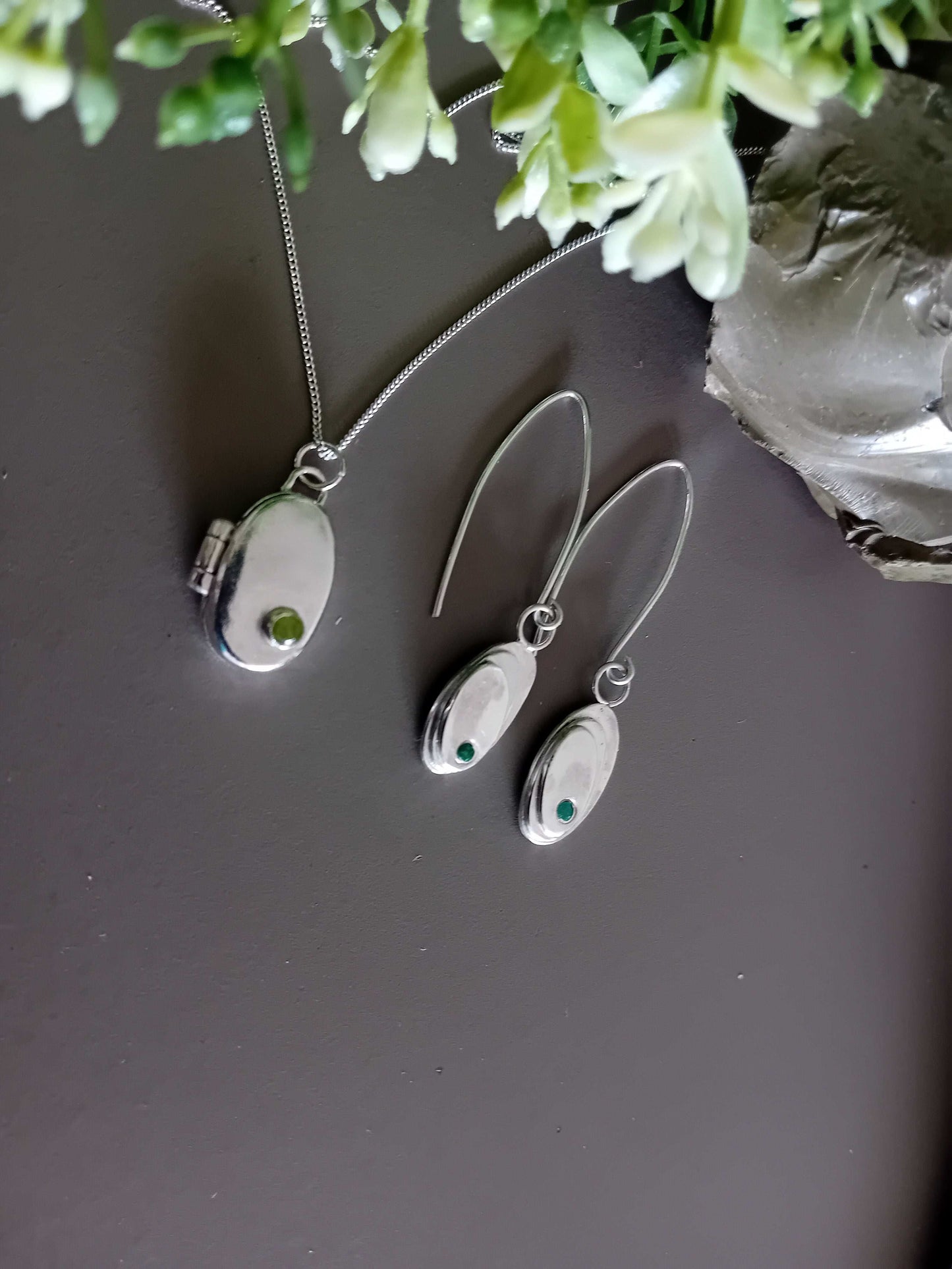 The Stork Egg Locket - sterling silver with peridot