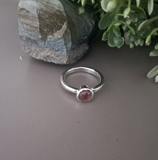 Strawberry Quartz and Sterling Silver Ring
