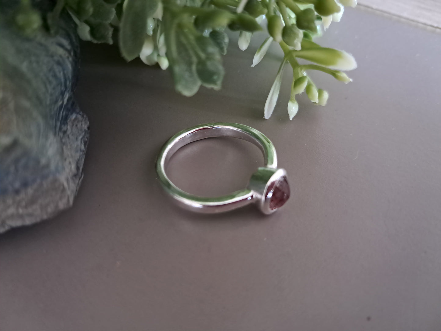 Strawberry Quartz and Sterling Silver Ring