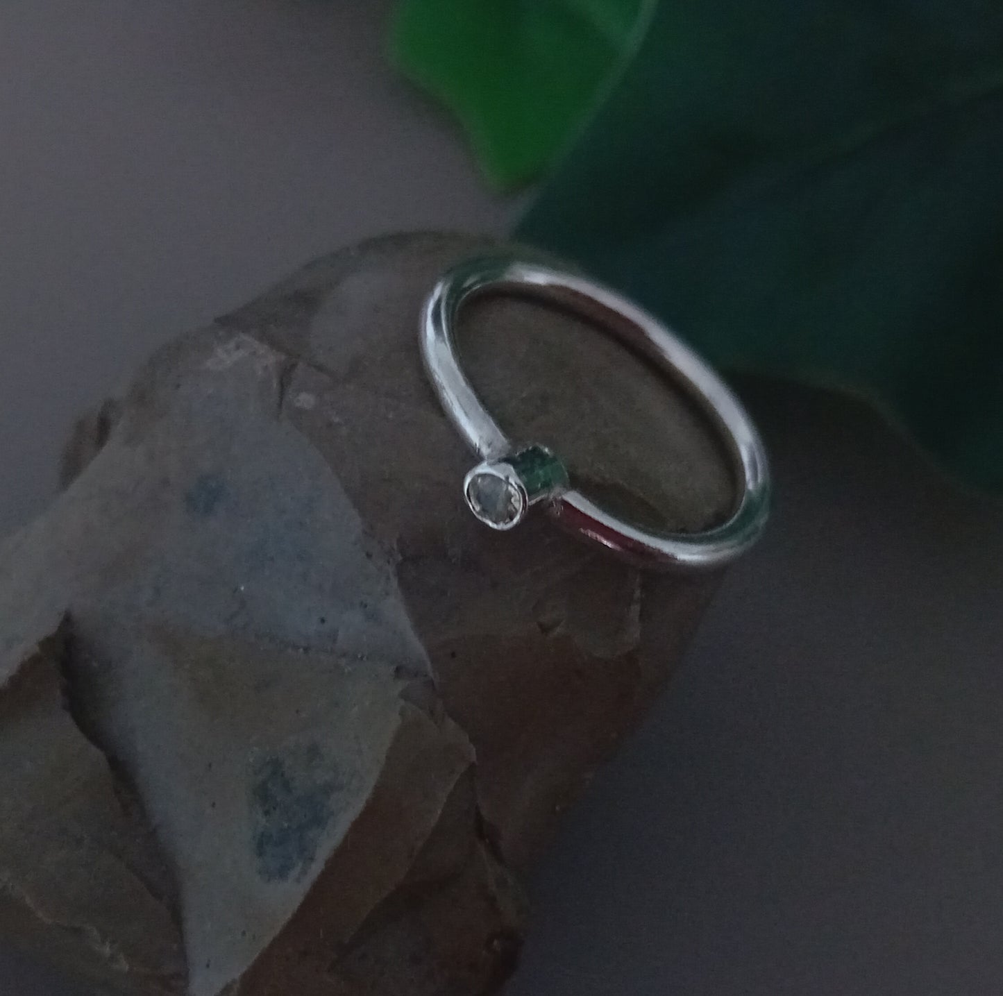 Handmade sterling silver and white sapphire ring