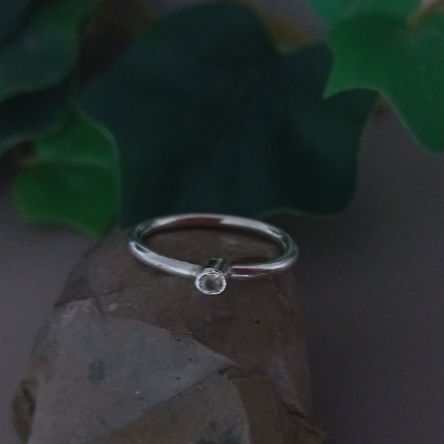 Handmade sterling silver and white sapphire ring