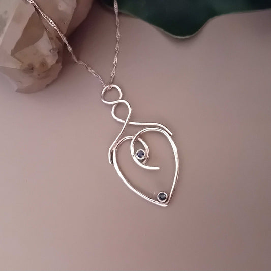 Sterling Silver Doube Sapphire Heart necklace