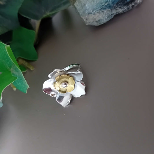 Sterling Silver and Brass Flower Ring
