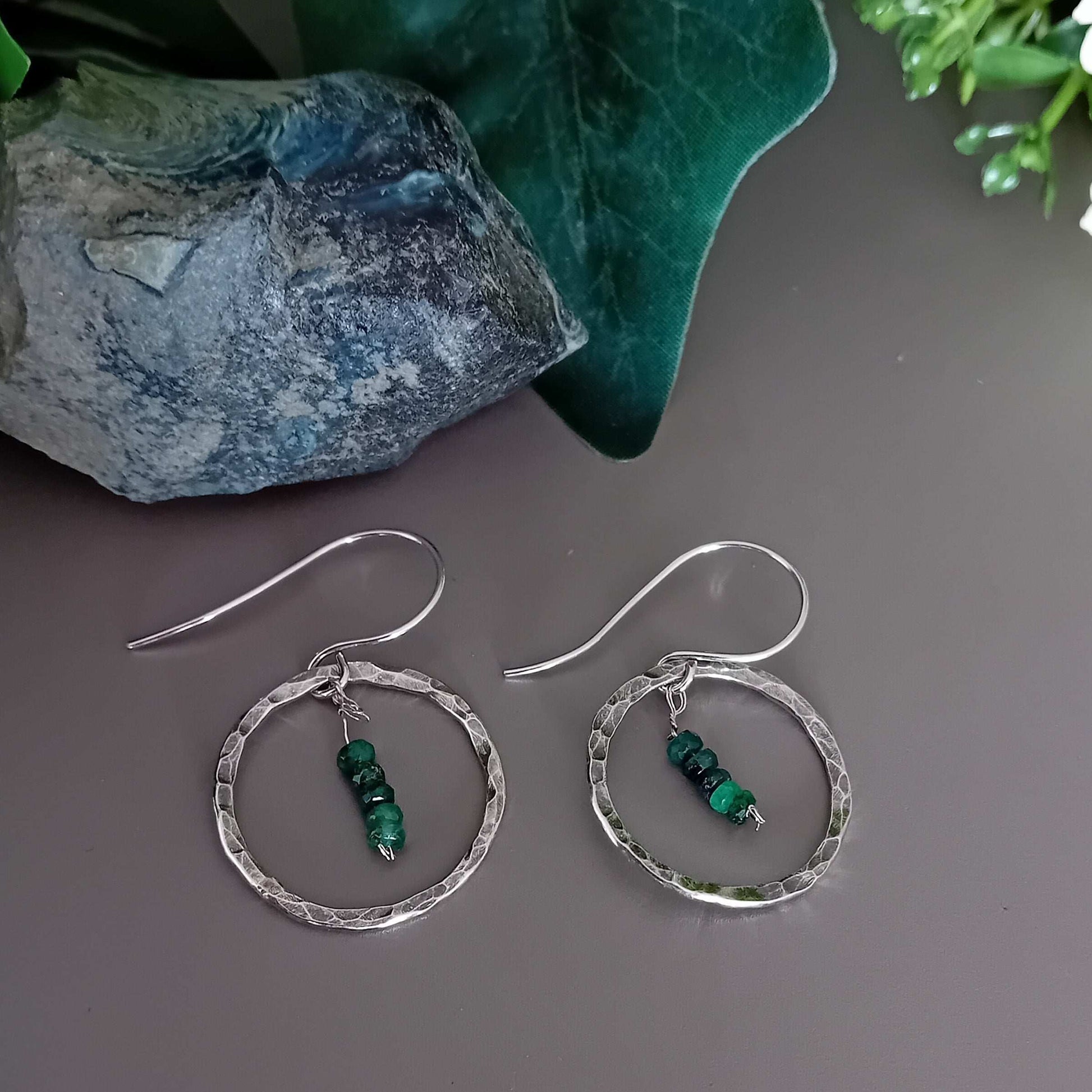 Mini Gems Range- Sterling Silver Hand Textured Necklace and Earrings