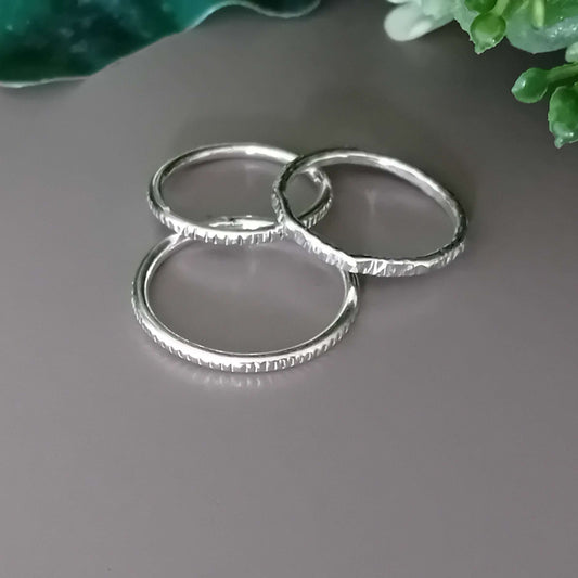 Sterling Silver Hand Textured Stacking Rings
