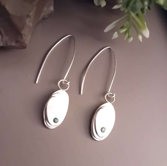 The Stork Egg Earrings - sterling silver with emerald