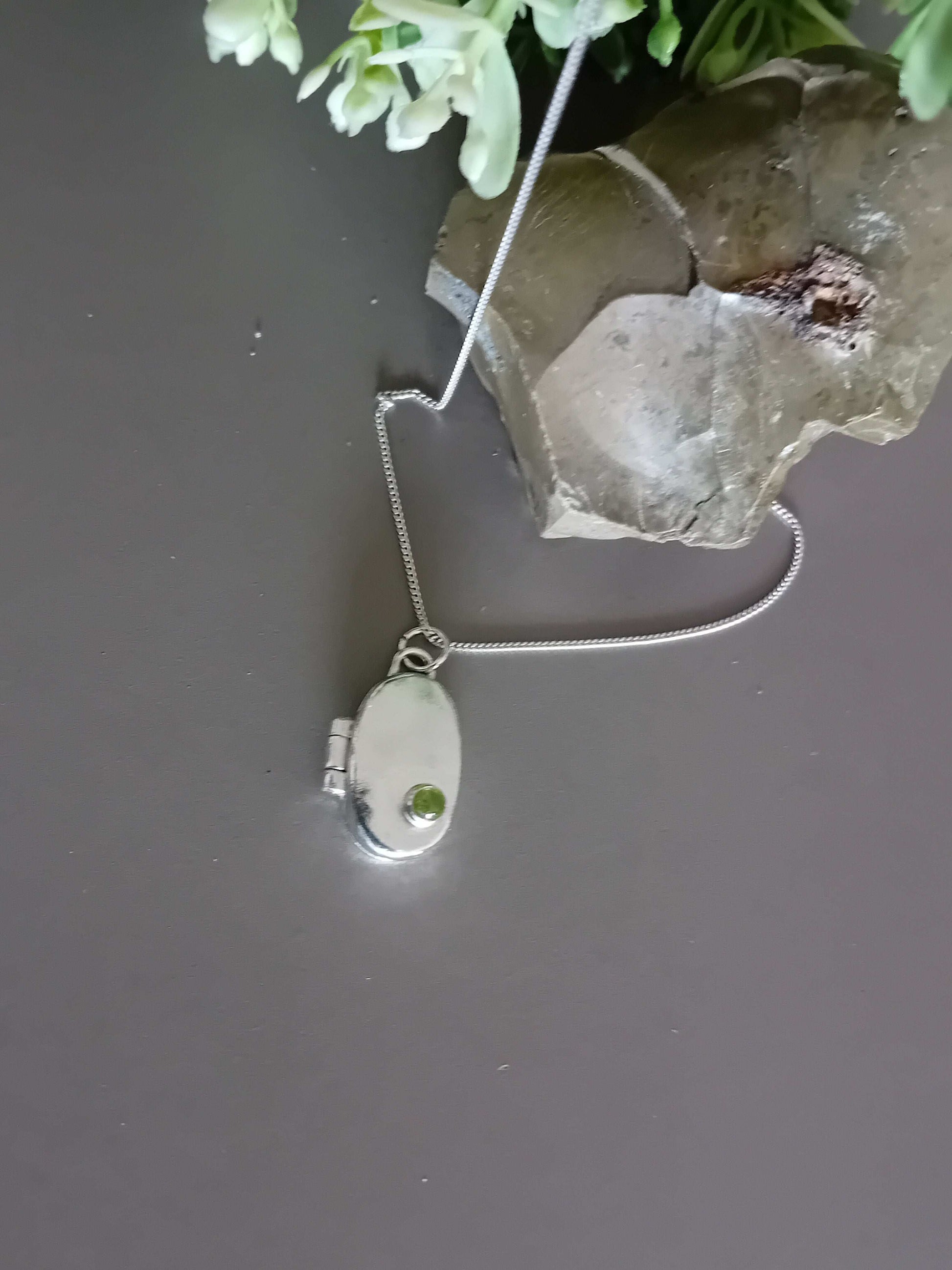 The Stork Egg Locket - sterling silver with peridot