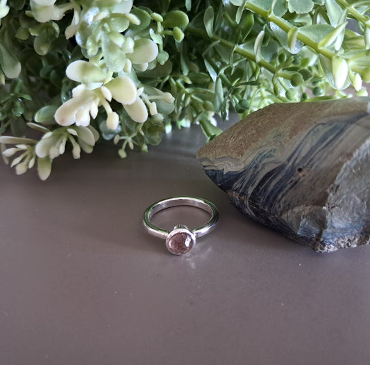 Strawberry Quartz and Sterling Silver Ring