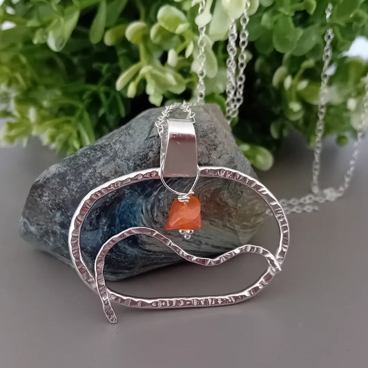 Carnelian and Sterling Silver Sunset Necklace