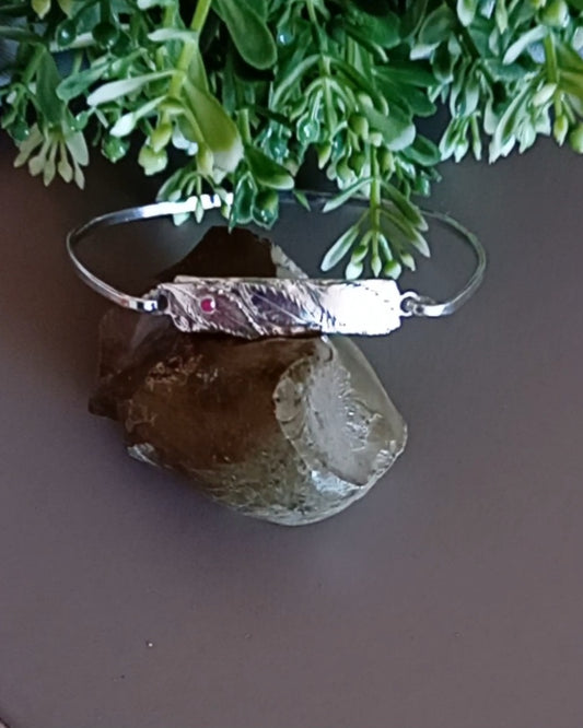 The Stork Feather Bracelet- Sterling Silver with Ruby